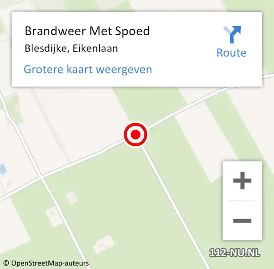 Locatie op kaart van de 112 melding: Brandweer Met Spoed Naar Blesdijke, Eikenlaan op 23 juli 2018 22:08