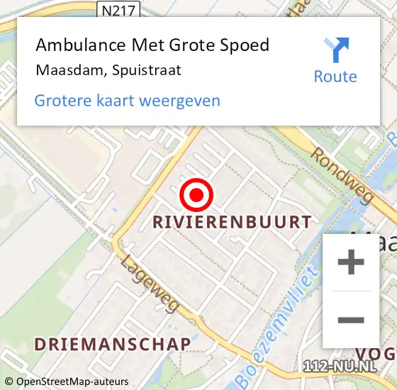 Locatie op kaart van de 112 melding: Ambulance Met Grote Spoed Naar Maasdam, Spuistraat op 23 juli 2018 22:28
