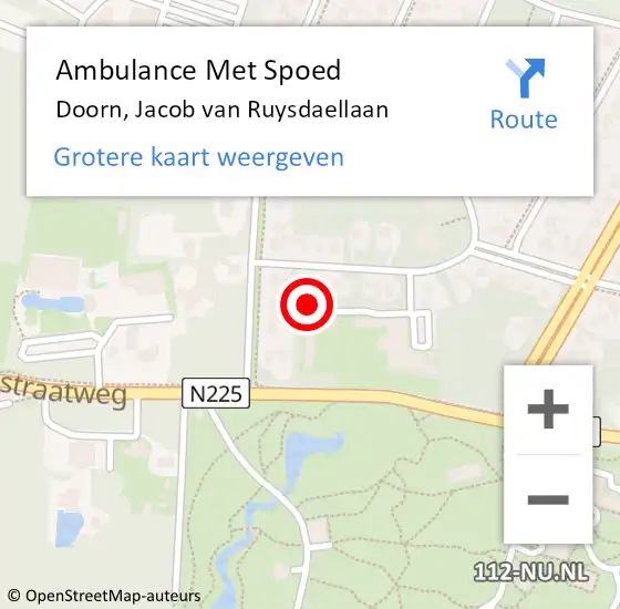 Locatie op kaart van de 112 melding: Ambulance Met Spoed Naar Doorn, Jacob van Ruysdaellaan op 23 juli 2018 23:06
