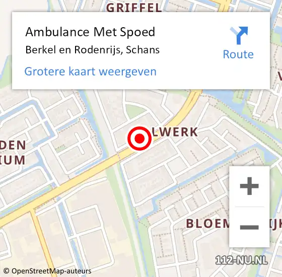 Locatie op kaart van de 112 melding: Ambulance Met Spoed Naar Berkel en Rodenrijs, Schans op 24 juli 2018 02:12