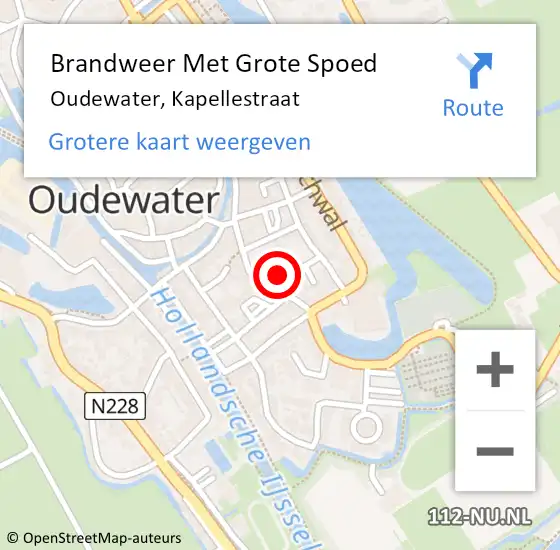 Locatie op kaart van de 112 melding: Brandweer Met Grote Spoed Naar Oudewater, Kapellestraat op 24 juli 2018 02:16