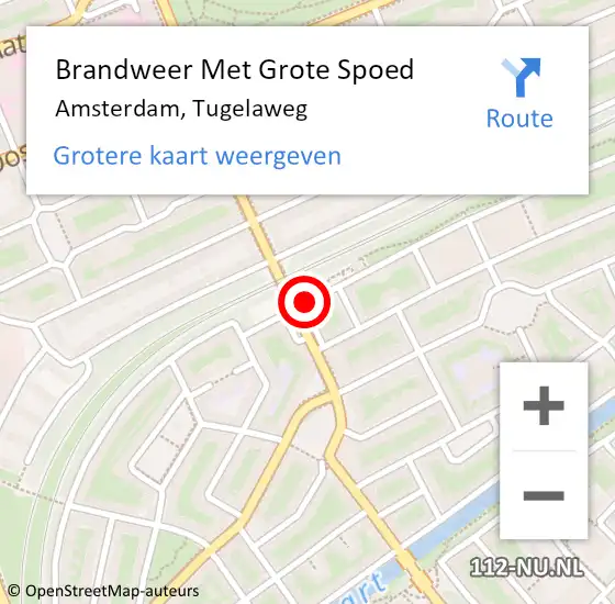 Locatie op kaart van de 112 melding: Brandweer Met Grote Spoed Naar Amsterdam, Tugelaweg op 24 juli 2018 03:42