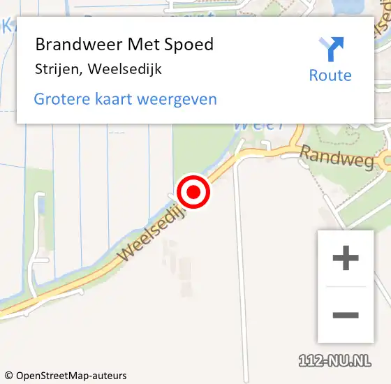 Locatie op kaart van de 112 melding: Brandweer Met Spoed Naar Strijen, Weelsedijk op 24 juli 2018 08:11