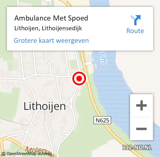 Locatie op kaart van de 112 melding: Ambulance Met Spoed Naar Lithoijen, Lithoijensedijk op 24 juli 2018 09:22