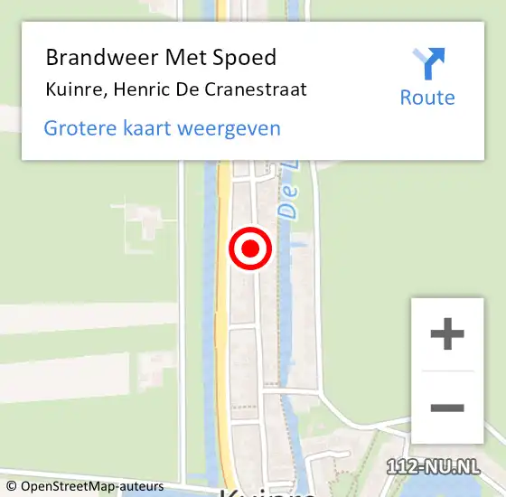 Locatie op kaart van de 112 melding: Brandweer Met Spoed Naar Kuinre, Henric De Cranestraat op 24 juli 2018 10:54