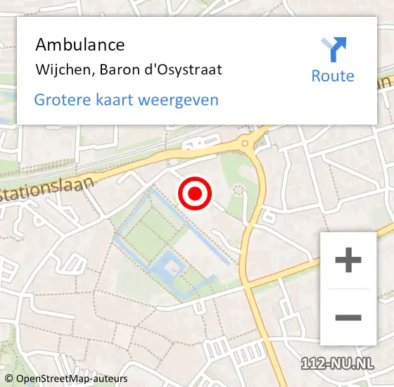Locatie op kaart van de 112 melding: Ambulance Wijchen, Baron d'Osystraat op 24 juli 2018 11:10