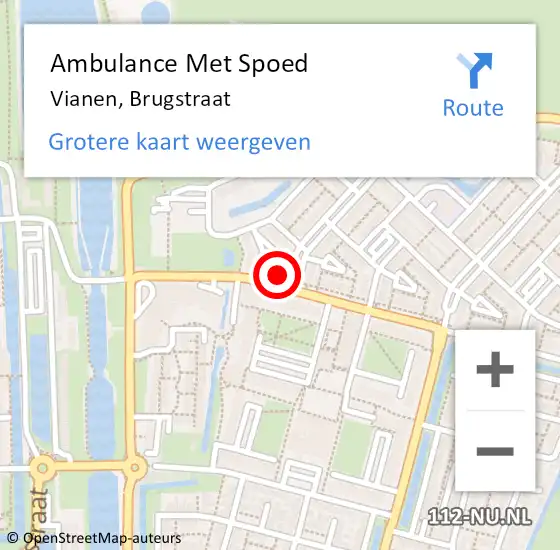 Locatie op kaart van de 112 melding: Ambulance Met Spoed Naar Vianen, Brugstraat op 24 juli 2018 11:40