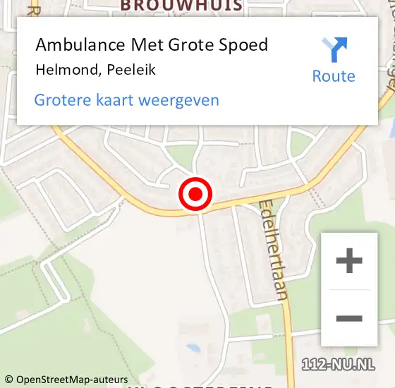 Locatie op kaart van de 112 melding: Ambulance Met Grote Spoed Naar Helmond, Peeleik op 24 juli 2018 12:35