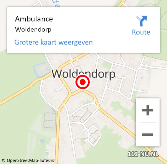 Locatie op kaart van de 112 melding: Ambulance Woldendorp op 24 juli 2018 13:18