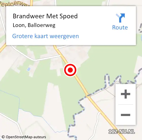 Locatie op kaart van de 112 melding: Brandweer Met Spoed Naar Loon, Balloerweg op 24 juli 2018 17:26