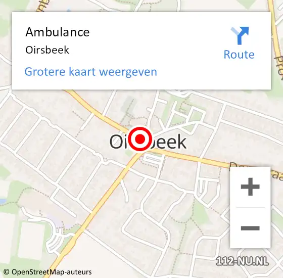Locatie op kaart van de 112 melding: Ambulance Oirsbeek op 24 juli 2018 19:03