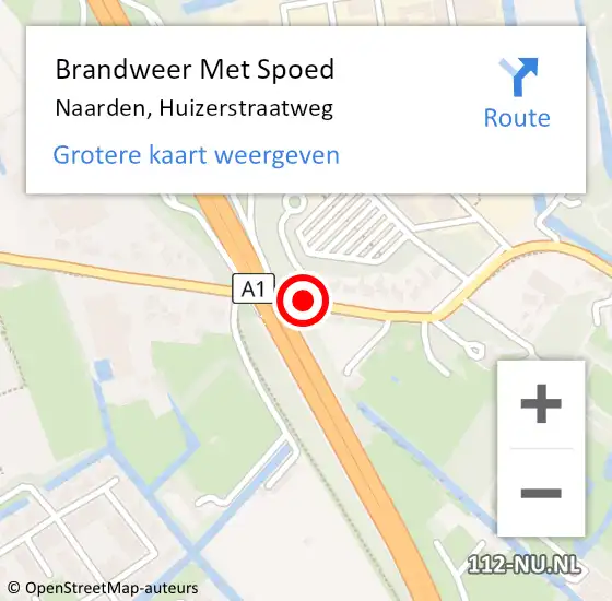 Locatie op kaart van de 112 melding: Brandweer Met Spoed Naar Naarden, Huizerstraatweg op 24 juli 2018 21:12