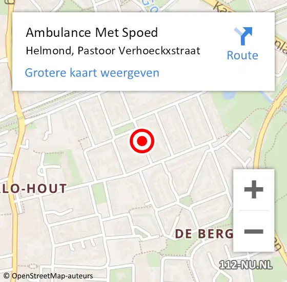 Locatie op kaart van de 112 melding: Ambulance Met Spoed Naar Helmond, Pastoor Verhoeckxstraat op 24 juli 2018 21:48