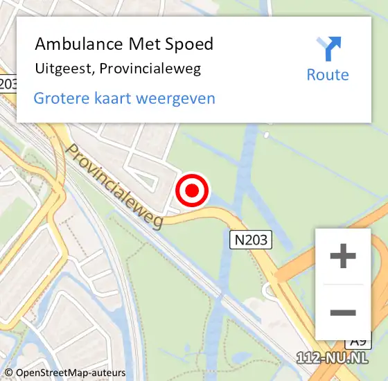 Locatie op kaart van de 112 melding: Ambulance Met Spoed Naar Uitgeest, Provincialeweg op 24 juli 2018 23:06