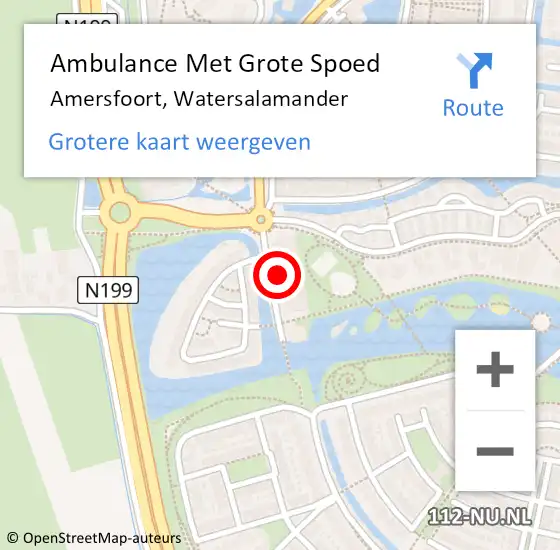 Locatie op kaart van de 112 melding: Ambulance Met Grote Spoed Naar Amersfoort, Watersalamander op 24 juli 2018 23:15