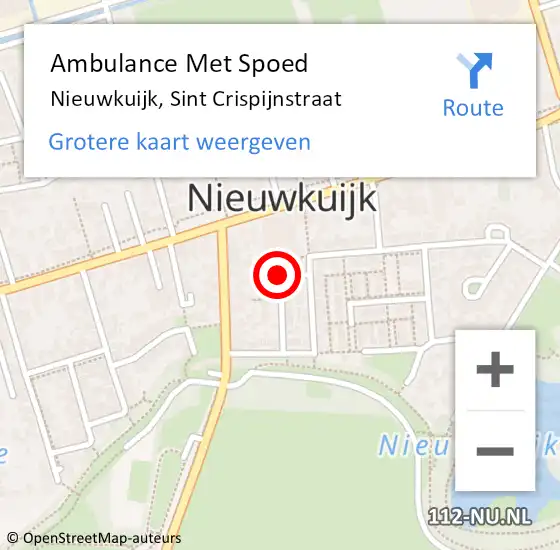 Locatie op kaart van de 112 melding: Ambulance Met Spoed Naar Nieuwkuijk, Sint Crispijnstraat op 25 juli 2018 06:14