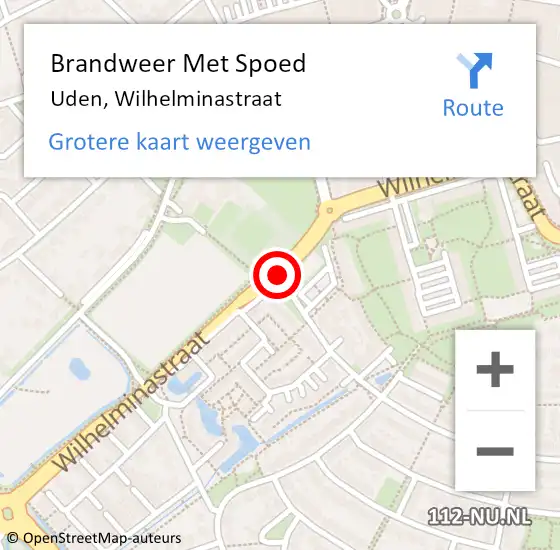 Locatie op kaart van de 112 melding: Brandweer Met Spoed Naar Uden, Wilhelminastraat op 25 juli 2018 06:36