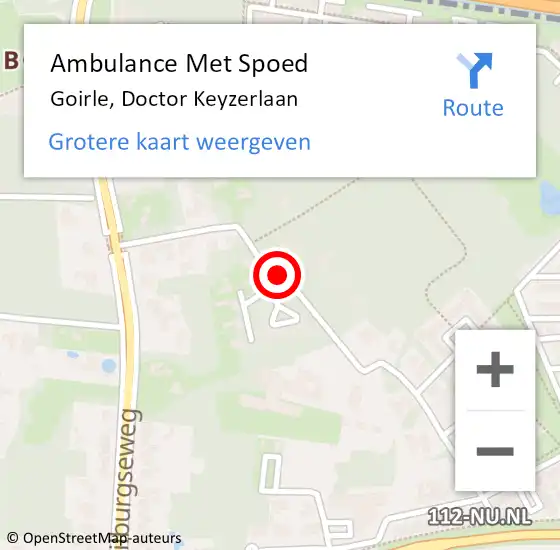 Locatie op kaart van de 112 melding: Ambulance Met Spoed Naar Goirle, Doctor Keyzerlaan op 25 juli 2018 08:13