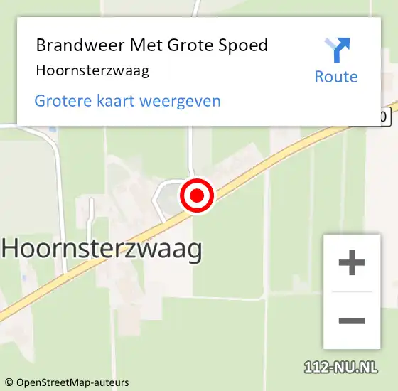 Locatie op kaart van de 112 melding: Brandweer Met Grote Spoed Naar Hoornsterzwaag op 25 juli 2018 11:11