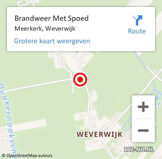 Locatie op kaart van de 112 melding: Brandweer Met Spoed Naar Meerkerk, Weverwijk op 25 juli 2018 15:42