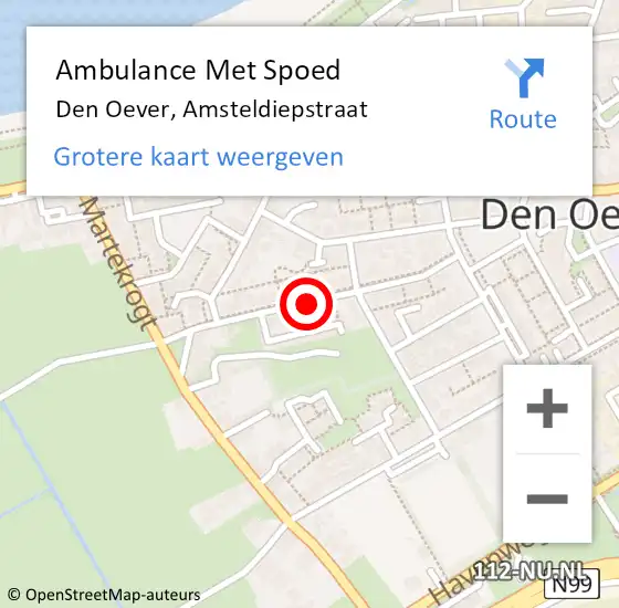Locatie op kaart van de 112 melding: Ambulance Met Spoed Naar Den Oever, Amsteldiepstraat op 25 juli 2018 19:39