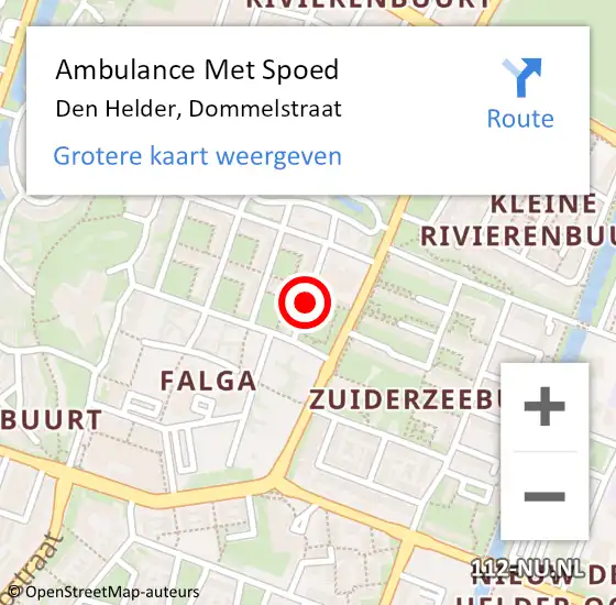 Locatie op kaart van de 112 melding: Ambulance Met Spoed Naar Den Helder, Dommelstraat op 26 juli 2018 00:02