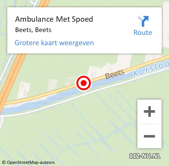 Locatie op kaart van de 112 melding: Ambulance Met Spoed Naar Beets, Beets op 26 juli 2018 01:01