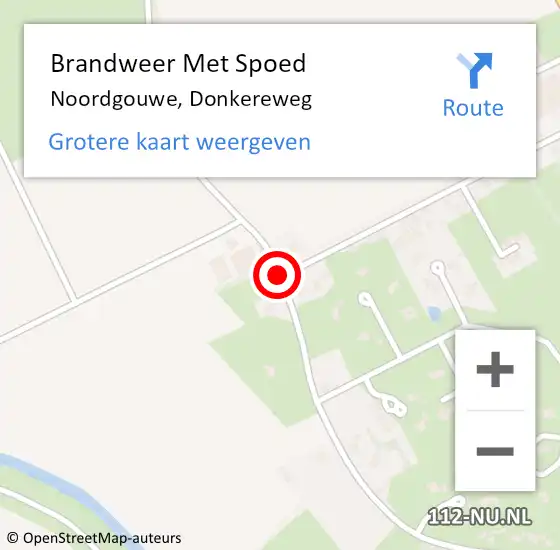 Locatie op kaart van de 112 melding: Brandweer Met Spoed Naar Noordgouwe, Donkereweg op 26 juli 2018 04:06