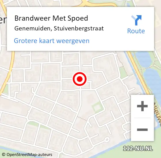 Locatie op kaart van de 112 melding: Brandweer Met Spoed Naar Genemuiden, Stuivenbergstraat op 26 juli 2018 07:27
