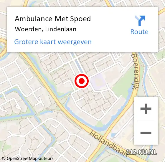 Locatie op kaart van de 112 melding: Ambulance Met Spoed Naar Woerden, Lindenlaan op 26 juli 2018 07:59