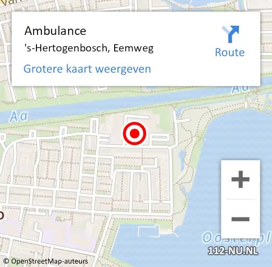 Locatie op kaart van de 112 melding: Ambulance 's-Hertogenbosch, Eemweg op 26 juli 2018 09:36