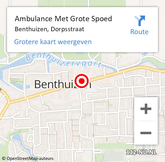 Locatie op kaart van de 112 melding: Ambulance Met Grote Spoed Naar Benthuizen, Dorpsstraat op 26 juli 2018 13:20