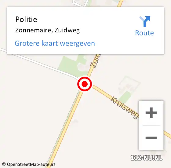 Locatie op kaart van de 112 melding: Politie Zonnemaire, Zuidweg op 26 juli 2018 14:27