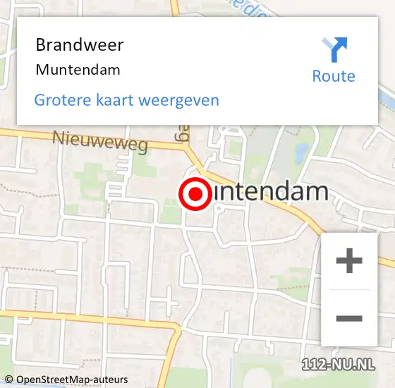 Locatie op kaart van de 112 melding: Brandweer Muntendam op 26 juli 2018 14:58