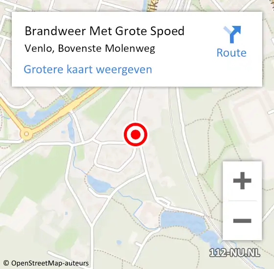Locatie op kaart van de 112 melding: Brandweer Met Grote Spoed Naar Venlo, Bovenste Molenweg op 26 juli 2018 16:10