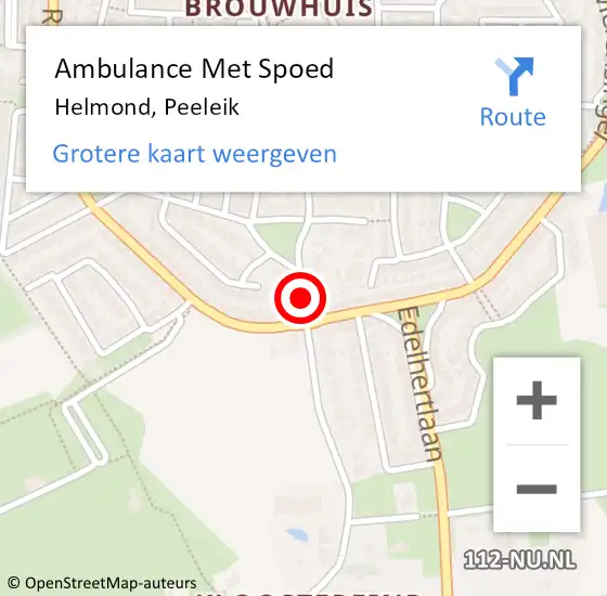 Locatie op kaart van de 112 melding: Ambulance Met Spoed Naar Helmond, Peeleik op 26 juli 2018 16:22