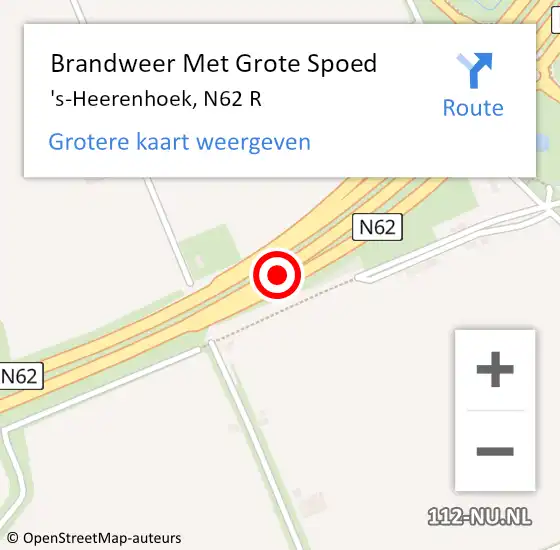 Locatie op kaart van de 112 melding: Brandweer Met Grote Spoed Naar 's-Heerenhoek, N62 R op 26 juli 2018 17:08