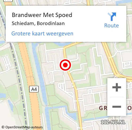 Locatie op kaart van de 112 melding: Brandweer Met Spoed Naar Schiedam, Borodinlaan op 26 juli 2018 17:42
