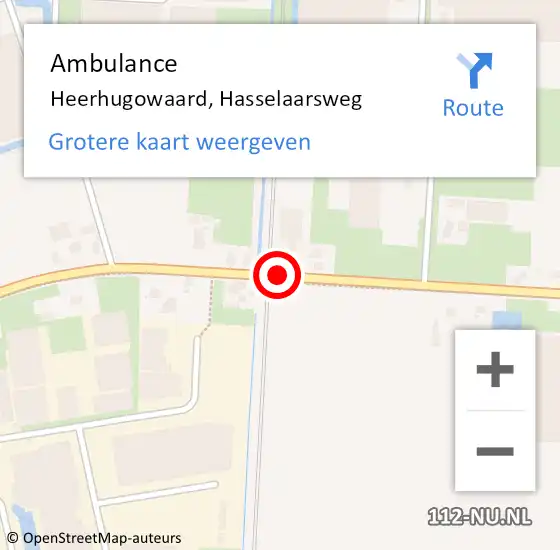 Locatie op kaart van de 112 melding: Ambulance Heerhugowaard, Hasselaarsweg op 26 juli 2018 18:22
