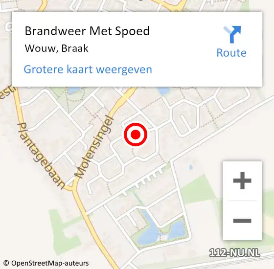 Locatie op kaart van de 112 melding: Brandweer Met Spoed Naar Wouw, Braak op 26 juli 2018 20:02