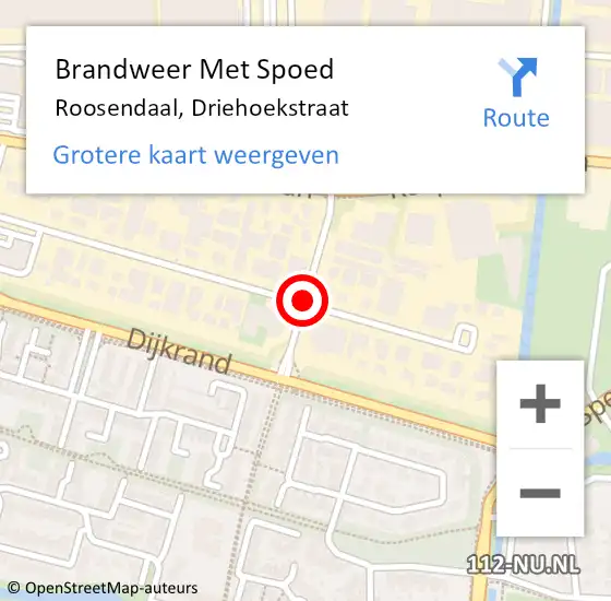 Locatie op kaart van de 112 melding: Brandweer Met Spoed Naar Roosendaal, Driehoekstraat op 26 juli 2018 20:43