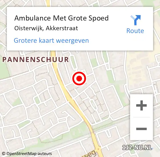 Locatie op kaart van de 112 melding: Ambulance Met Grote Spoed Naar Oisterwijk, Akkerstraat op 26 juli 2018 21:29