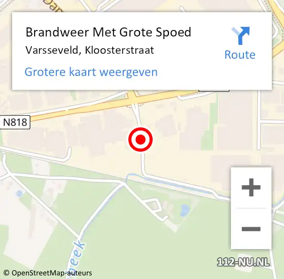 Locatie op kaart van de 112 melding: Brandweer Met Grote Spoed Naar Varsseveld, Kloosterstraat op 26 juli 2018 22:20