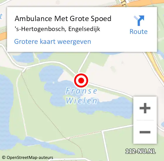 Locatie op kaart van de 112 melding: Ambulance Met Grote Spoed Naar 's-Hertogenbosch, Engelsedijk op 26 juli 2018 22:23