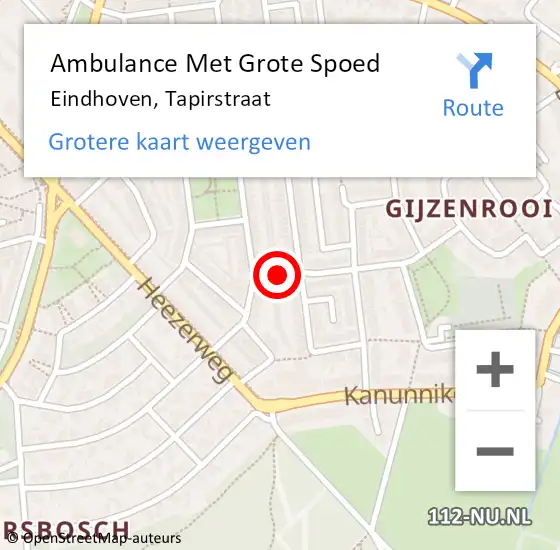 Locatie op kaart van de 112 melding: Ambulance Met Grote Spoed Naar Eindhoven, Tapirstraat op 27 juli 2018 00:43