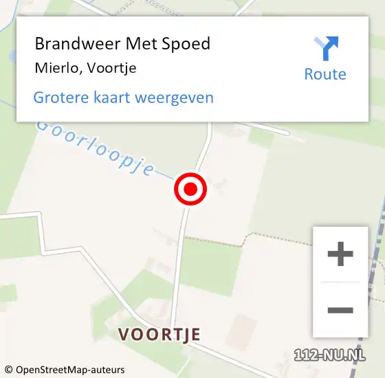 Locatie op kaart van de 112 melding: Brandweer Met Spoed Naar Mierlo, Voortje op 27 juli 2018 02:14