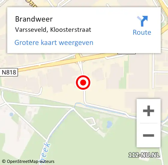 Locatie op kaart van de 112 melding: Brandweer Varsseveld, Kloosterstraat op 27 juli 2018 06:39