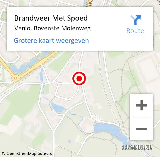 Locatie op kaart van de 112 melding: Brandweer Met Spoed Naar Venlo, Bovenste Molenweg op 27 juli 2018 06:46