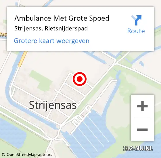 Locatie op kaart van de 112 melding: Ambulance Met Grote Spoed Naar Strijensas, Rietsnijderspad op 27 juli 2018 08:43