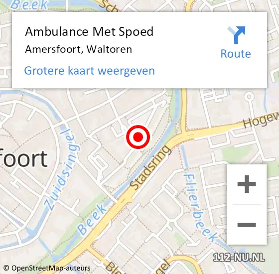 Locatie op kaart van de 112 melding: Ambulance Met Spoed Naar Amersfoort, Waltoren op 27 juli 2018 10:33